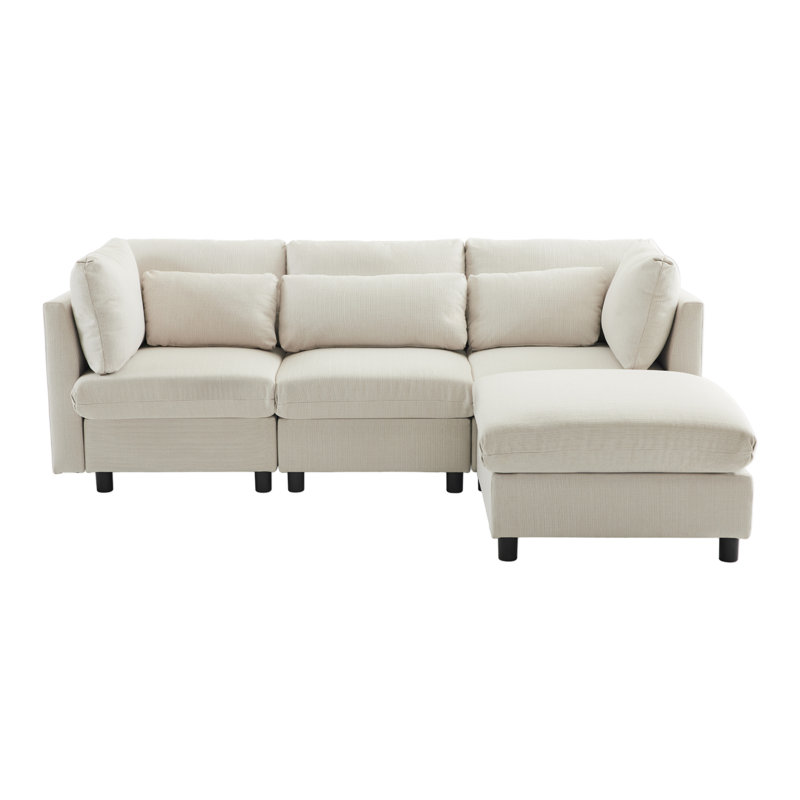 Aleska 3 Seater Corner Sofa , White