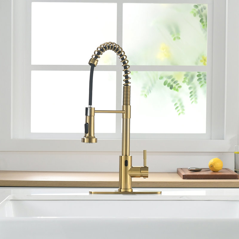GAWEZA Pull Down Touchless Kitchen Faucet, Brushed Gold