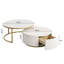 Table basse gigogne moderne cannelée avec tiroir en blanc et or 31,5 po Modern