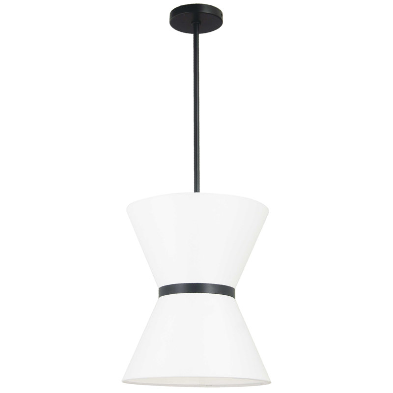1 - Light Shaded Pendant, White/Black, White