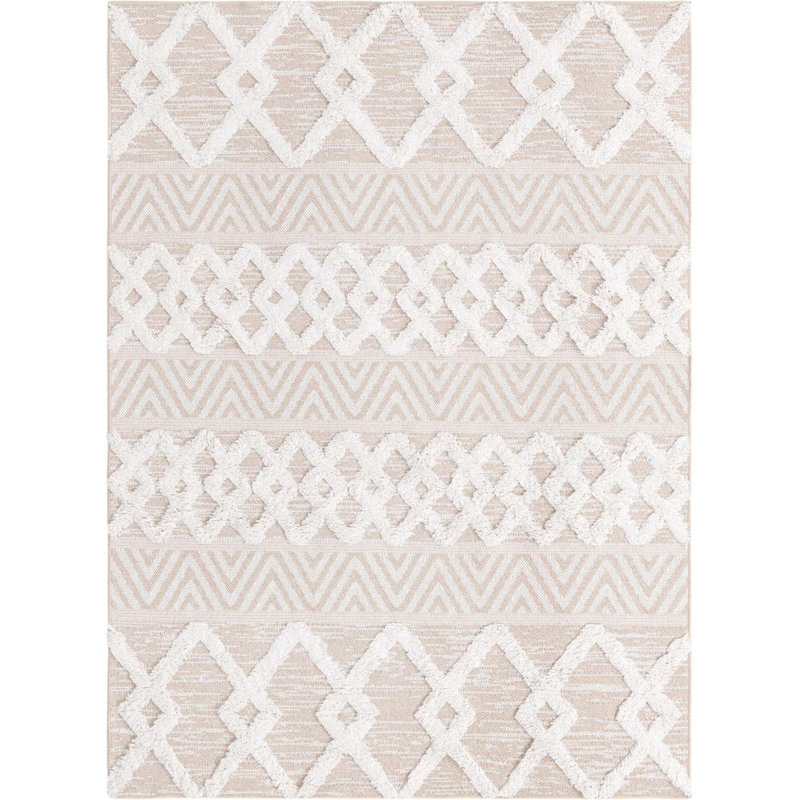 Tapis beige en coton Casa Southwestern, Rectangle 4 pi 5 po x 6 pi