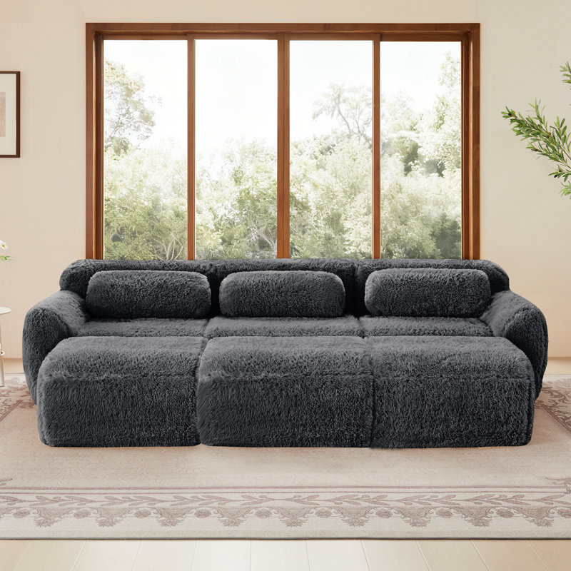 Canapés modulaires modulaires pour canapé, conception antidérapante en tissu moelleux et moelleux, éponge haute densité 32D, conception ergonomique sans assemblage requis, avec coussins décoratifs pour le salon