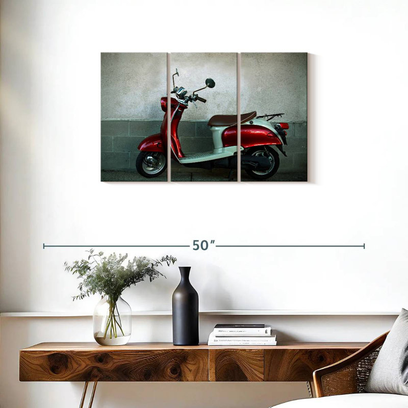 Scooter garé rétro, H 20 po x l 33 po