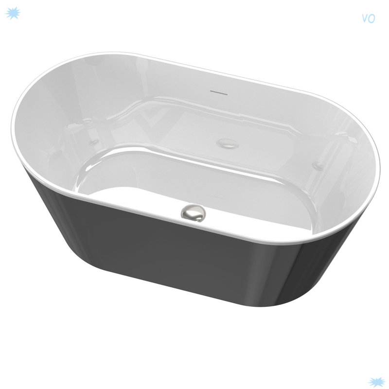 60 Inch Acrylic Flatbottom Alcove Freestanding Soaking Non-Whirlpool Bathtub