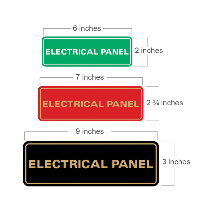 Panneau électrique standard, Noir / or, H 3 po x l 9 po