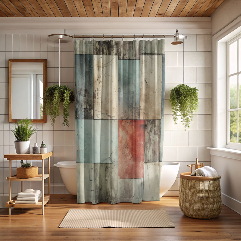 Faded Colors - Rideau de douche Premium, L 71 po x L 74 po