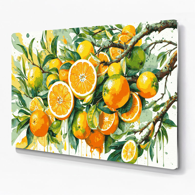 Fruit Yuzu Brown Metal Wall Art, 11" H x 14" W