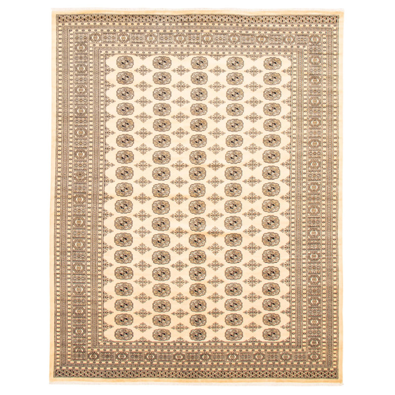 Tapis ivoire en laine noué à la main de conception unique 8 pi x 10 pi 3 po Naim