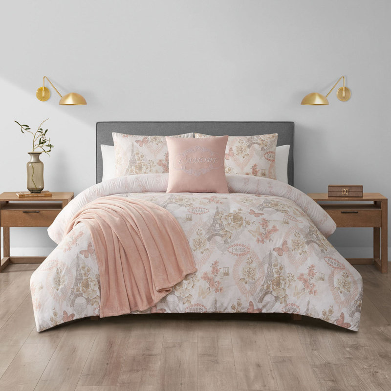 Le Beau Paris 5pc Comforter Set, King Comforter + 4 Additional Pieces