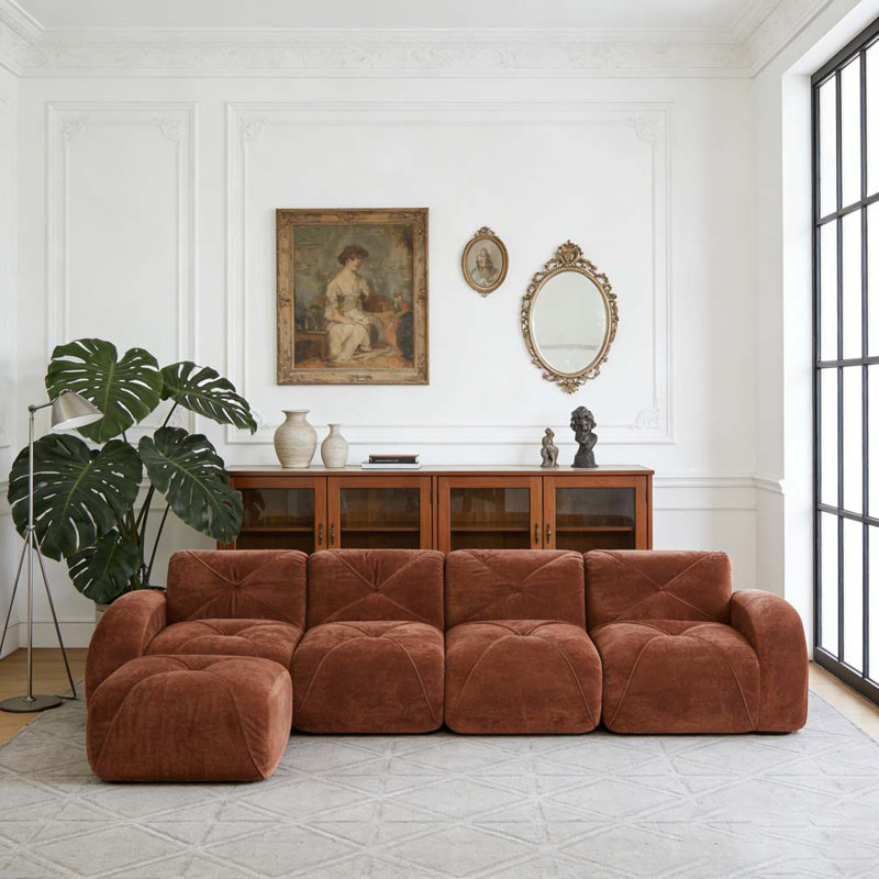 Tissu de velours doux, conception touffetée, fond en éponge haute densité 32D, fond ergonomique, conception antidérapante, combinaison libre, aucun assemblage requis, repose-pieds mobile