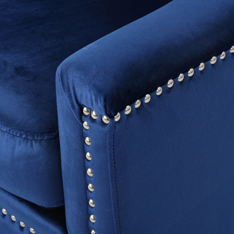 Fauteuil club velours bleu marine