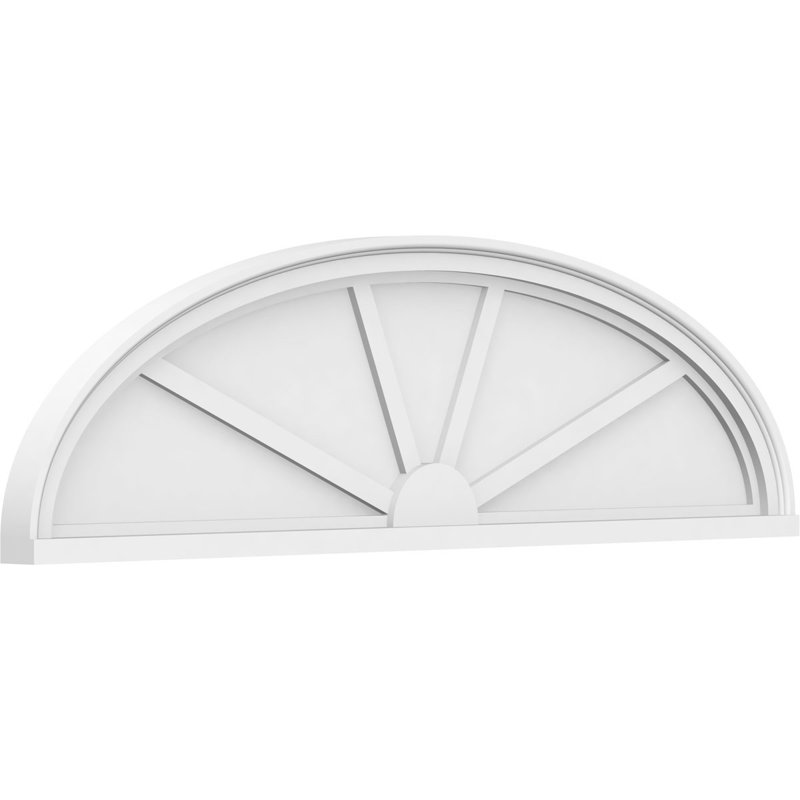 62"W x 16-1/2"H x 2"P Elliptical 4 Spoke Architectural Grade PVC Pediment, 16-1/2" H  x 62" W  x 2" D