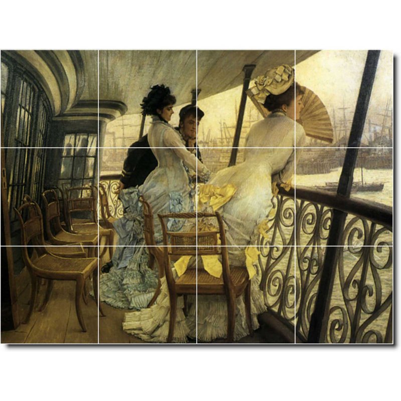Carreau de céramique décorative 24 po x 18 po 6 po x 6 po, James Tissot, peinture de femme W08607