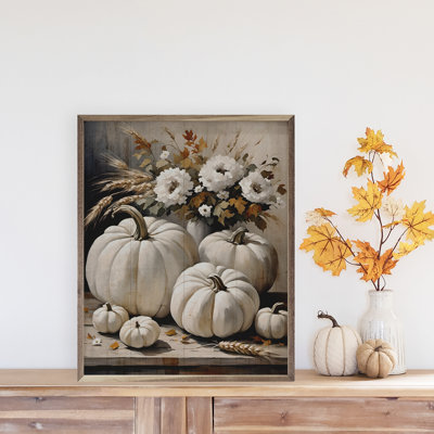 " White Pumpkins On Table "