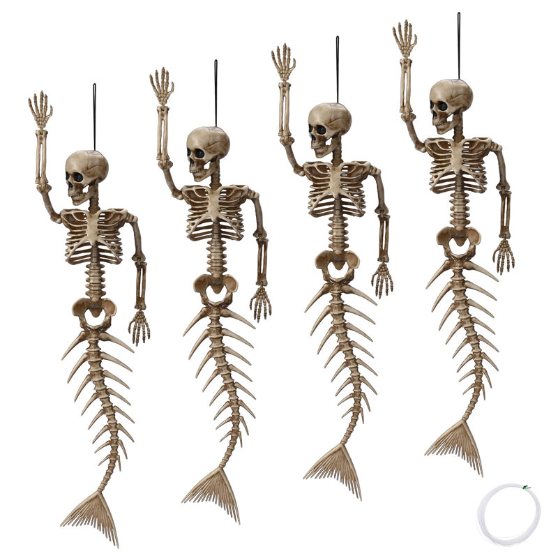 Décorations d'Halloween 4 pièces de squelette de sirène avec joints articulés 4 pièces Annekristin