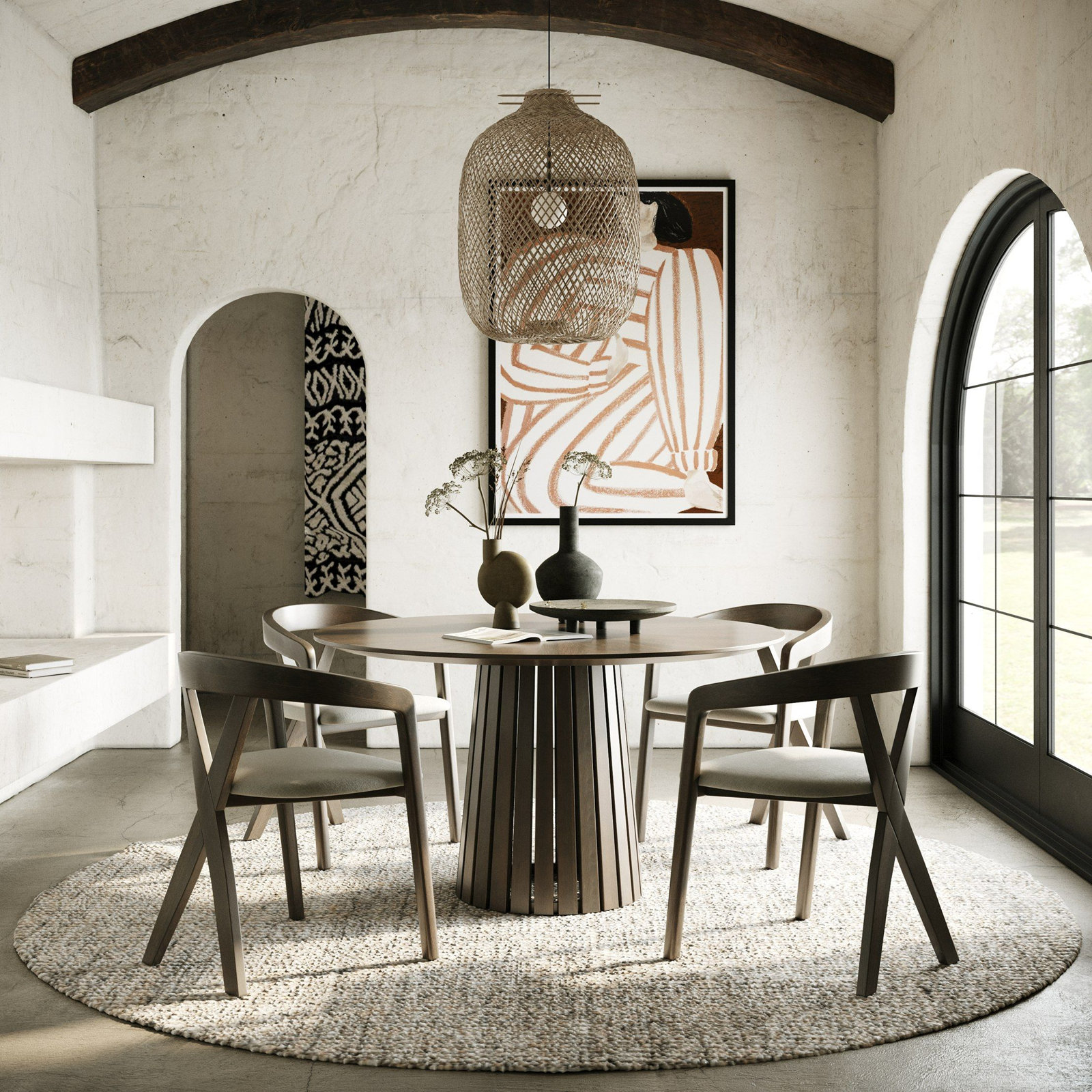Greco Dining Armchair, Light Gray/Wenge