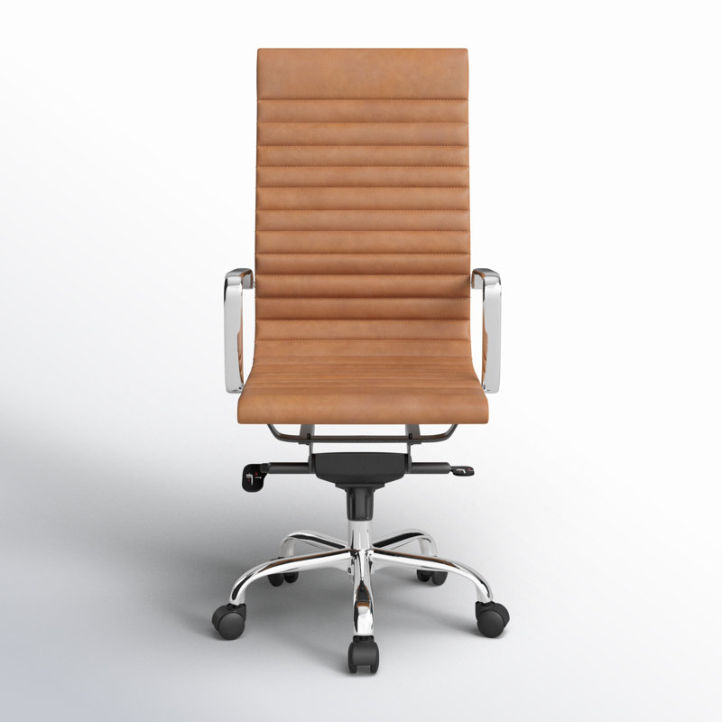 Studio Swivel Office Chair, Tan Faux Leather