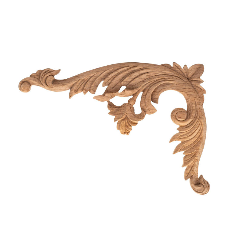 Parchemin en bois d'acanthe sculpté à la main 9 po x 6 3/4 po x 1/2 po, Chêne rouge