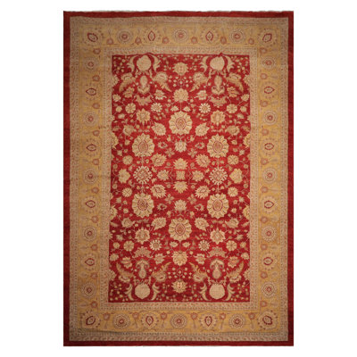 12'5''x18' Rusty Red Hand Knotted Traditional 200 KPSI Wool Area Rug