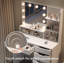 Bureau de coiffeuse avec miroir lumineux à DEL, ensemble de coiffeuse de maquillage avec 6 tiroirs, lumières réglables, câblage caché, coiffeuse pour chambre à coucher, blanc
