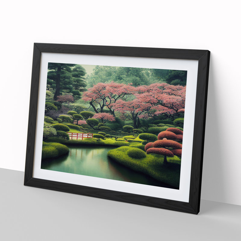 Japanese Garden Vol.1 - Single Picture Frame Print, 46cm H x 64cm W x 2cm D, Black Framed
