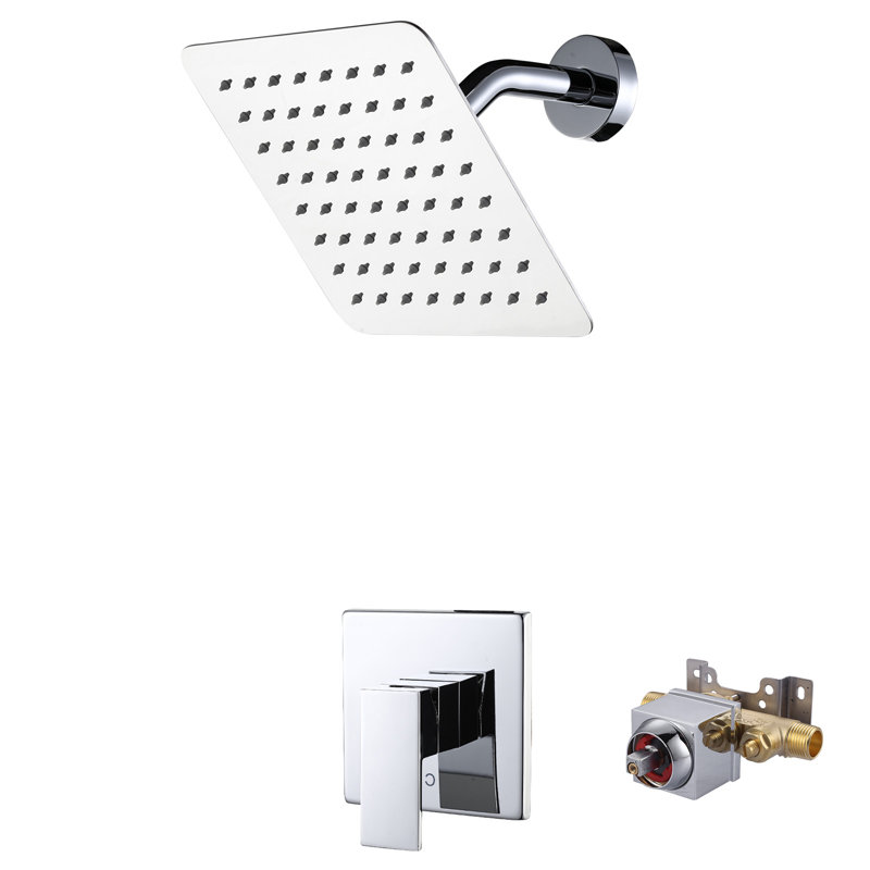 Wall-Mounted Single Shower Head With 1.8 GPM And 8 Inches, Polished Chrome