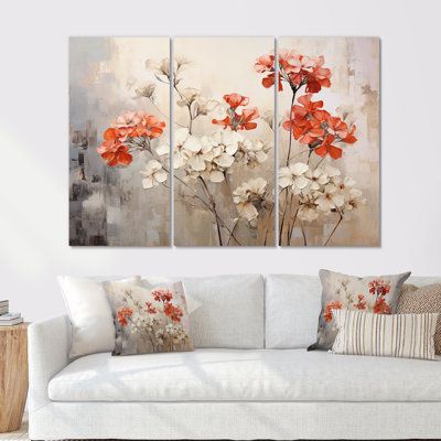 Ensemble de salon minimaliste rouge et beige Geraniums I - Geraniums