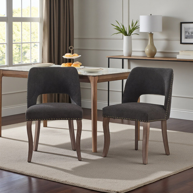 Ensemble de 2 chaises de salle à manger en bois, chaise Parson de salle à manger rembourrée moderne et chaise de salle à manger de style campagnard
