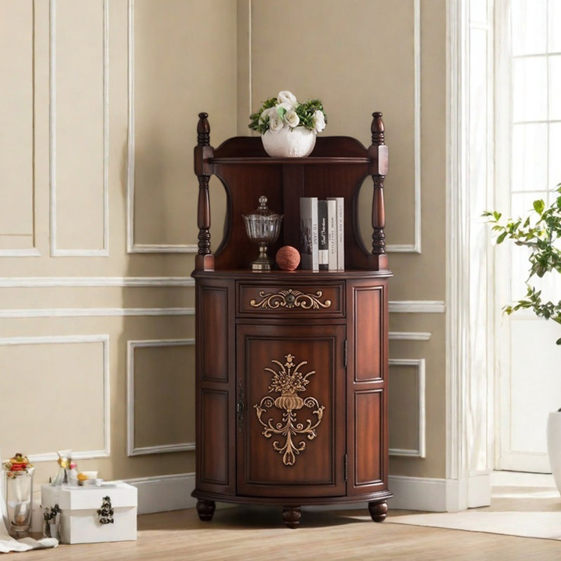 Bibliothèque de coin avec rangement élégant, Brun, (4 tablettes) H 57,09 po x l 19,69 po x P 19,69 po