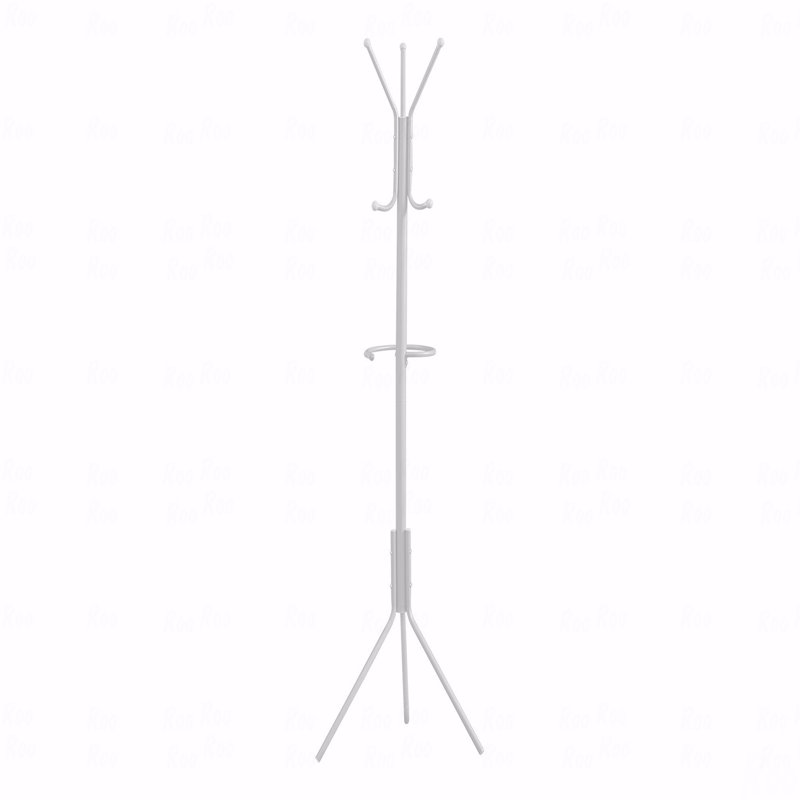 Portemanteau, portemanteau avec support de rangement, avec barre autoportante, 6 crochets, pour entrée, H 68 po, Blanc