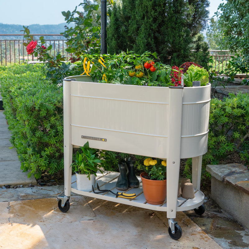Lit de jardin surélevé avec pattes Permasteel, Ivoire blanc