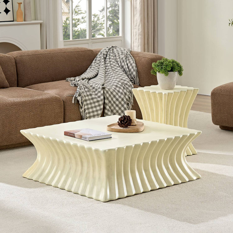 Ensemble de 2 tables basses carrées en fibre de verre