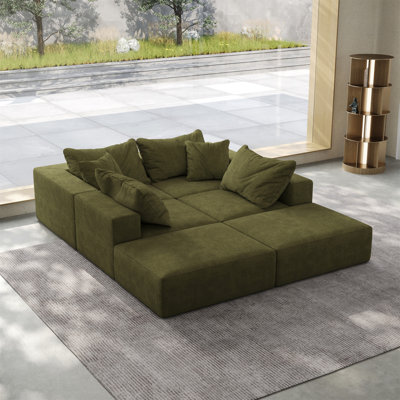 Très grand canapé en nuage éponge, ensemble de canapé modulaire rembourré moderne, ensemble modulaire de salon modulaire en forme de L de 162 po avec 6 coussins, canapé-lit combiné gratuit pour le salon, la chambre à coucher