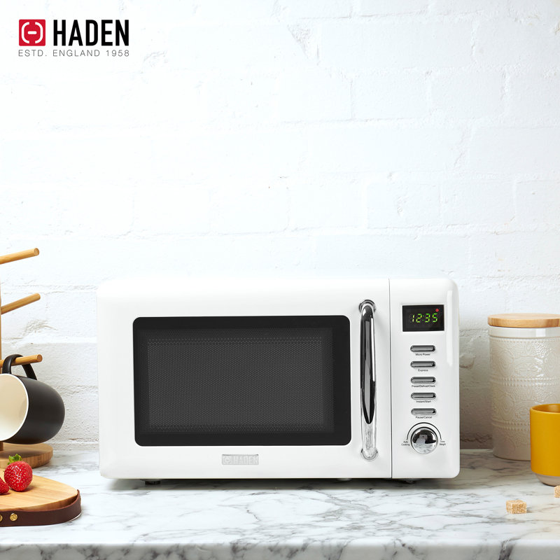 Haden Heritage Microwave Oven Bundled with Retro Electric Tea Kettle Kitchen Set