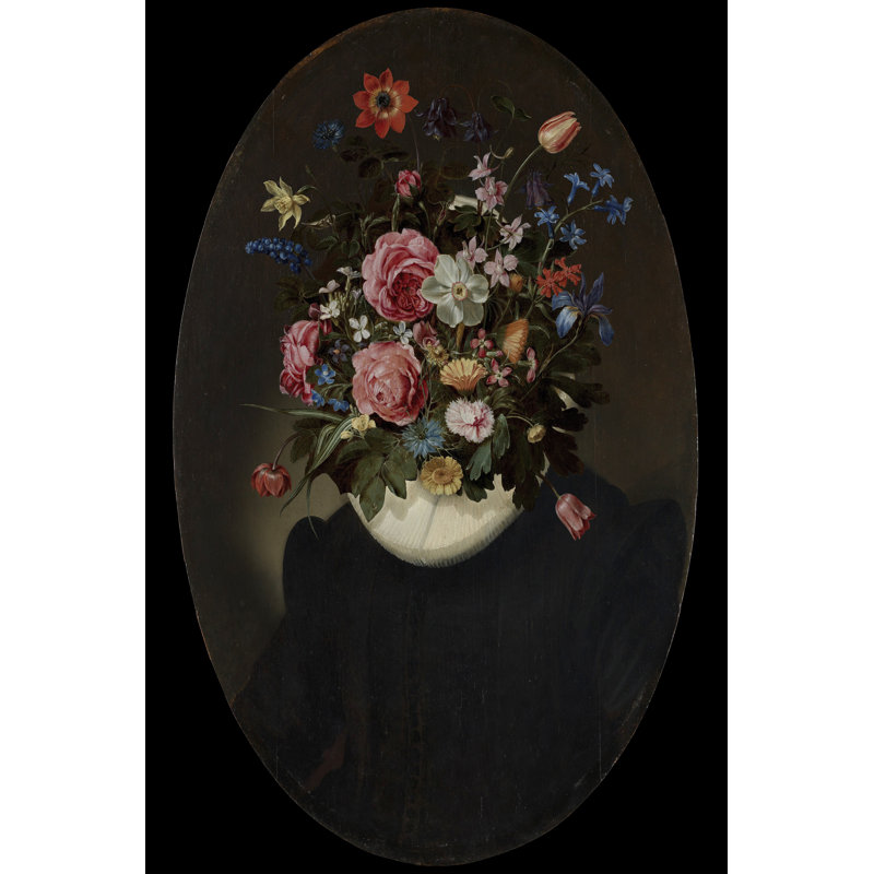 Flowering Masters I by Grace Popp - Painting, 122 cm H x 81 cm W, Black Floater Framed