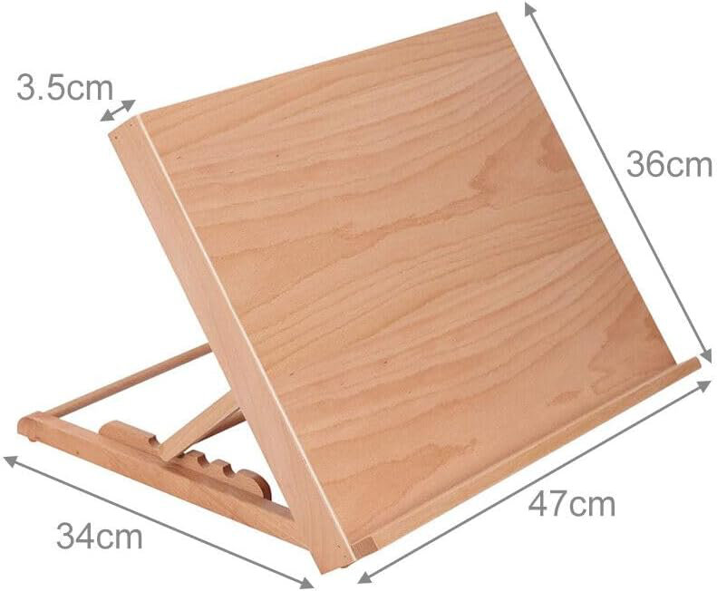 Adjustable Desktop Easel Stand - 47x36cm Beech Wood Tabletop Art Easel For Artists, Kids & Students - Foldable Drawing Board With 5 Angle Positions For Painting, Sketching & Display