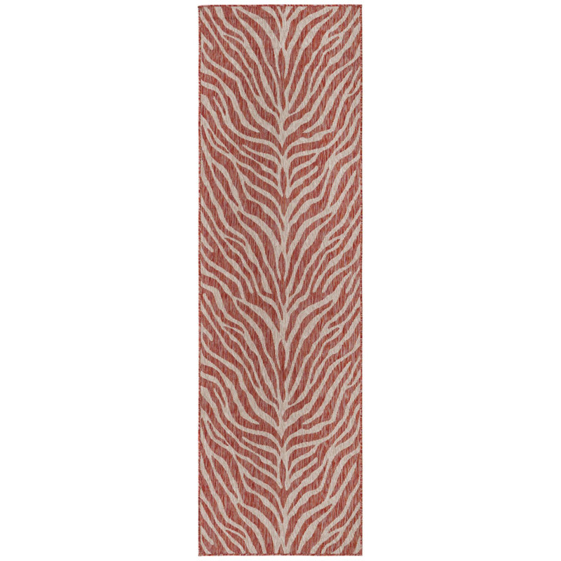 Rust Red Tsavo Indoor/Outdoor Safari Rug, Runner 2'11" x 10'