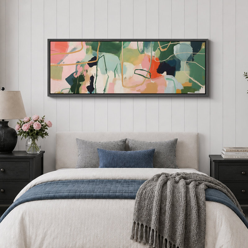 «Mid Century Shape Colorful Abstraction Vibrant», reproduction d'art sur toile, H 20 po x l 60 po, Noir, noir, noir, noir