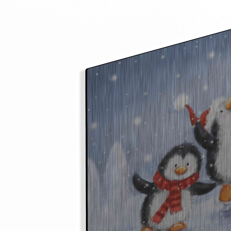 «Three Penguins» par Makiko, art mural en métal, H 12 po x l 16 po