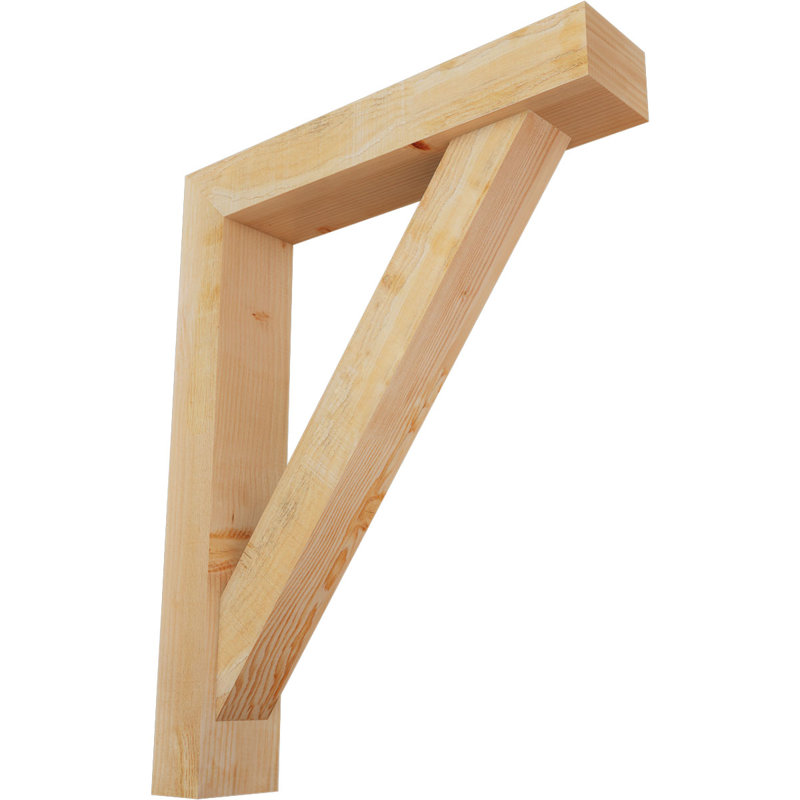 Traditional Block Bracket w/ Offset Brace, 38 x 30, 6"W Douglas Fir (Rough Sawn)