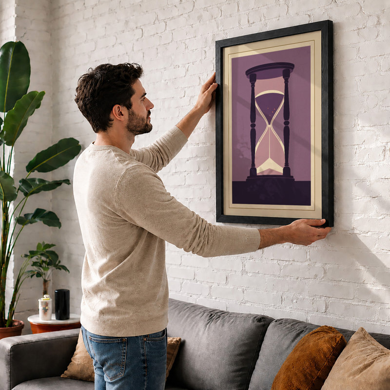 Timeless Hourglass Minimalist - Print, Walnut, A1 - 84.1 x 59.4 cm