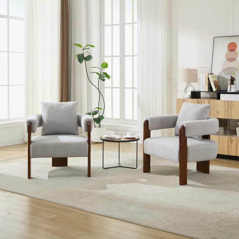 Upholstered 3-Legs Accent Chair, Gray