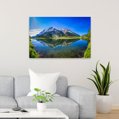 Reflection Of Mountains In Tern Lake, Tern Lake Wildlife Viewing Area, Near Moose Lake, Kenai Peninsula, Alaska, Usa Abstract Contemporary Landscap...