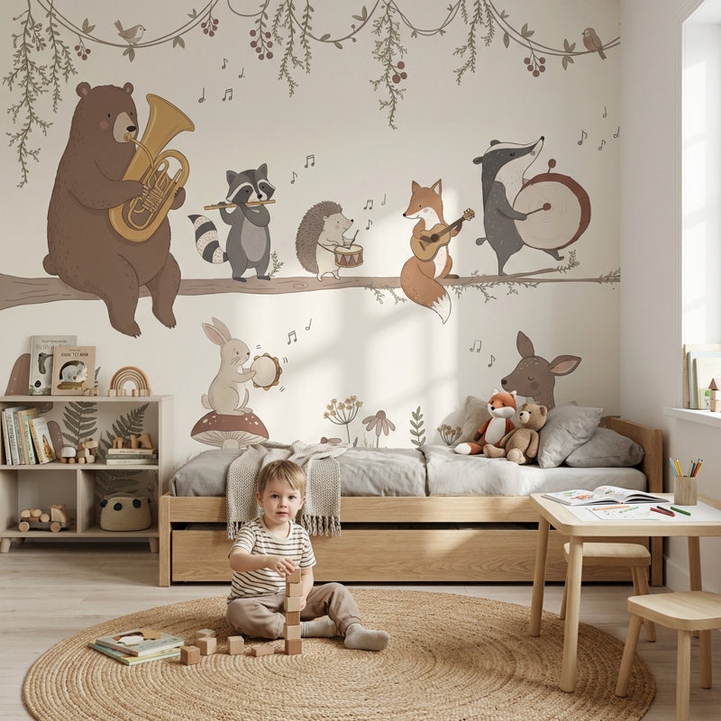 Papier peint animaux fantaisistes, 100"x96", Peler et coller