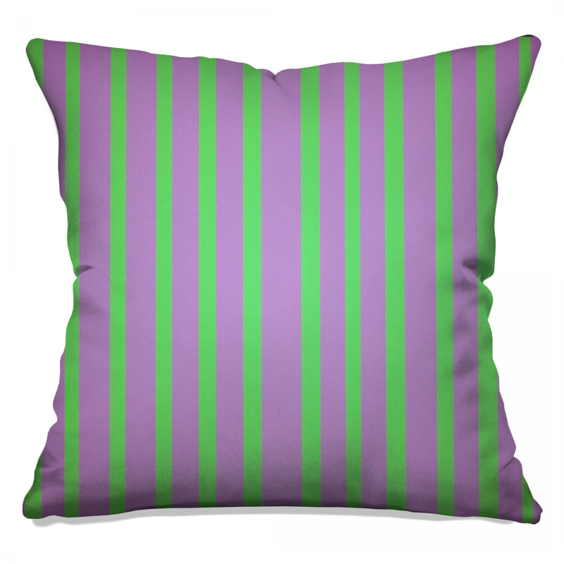 Coussins décoratifs à rayures mauves et vertes, 16 x 16 inches