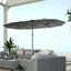 Parasol de jardin à double face avec lumières solaires à DEL et base sable, pare-soleil de patio gris | Idée de cadeau