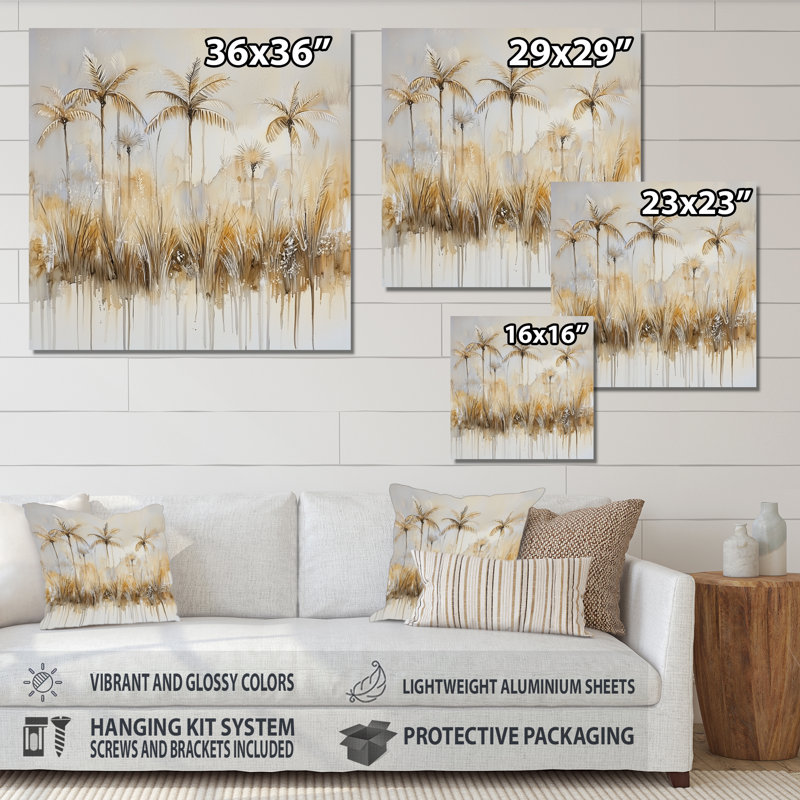 «Minimal Florida Palm Trees II», art mural floral en métal, palmiers, H 29 po x l 29 po