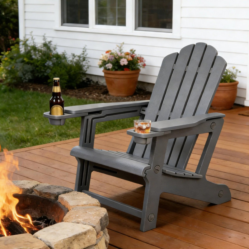 Fauteuil Adirondack d'extérieur mauve Hdpe, Gris