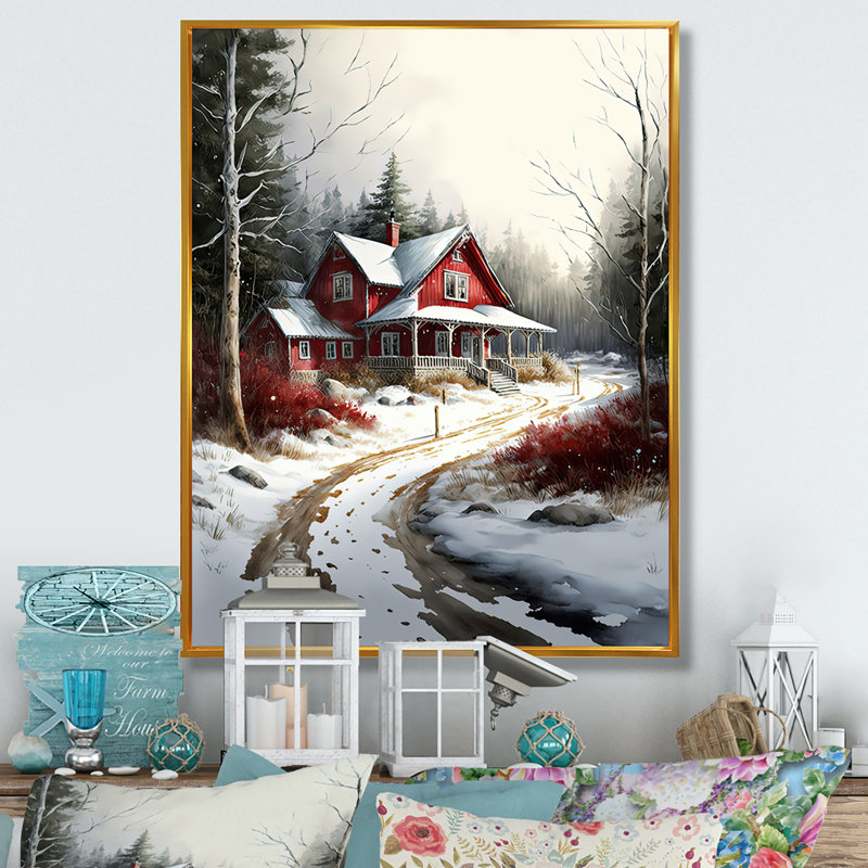 «Cold Winter View on the Country II», impression sur toile, H 40 po x l 30 po x P 1,5 po, Cadre flottant doré