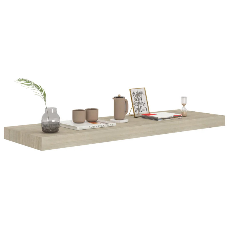 Arson 2 Piece Floating Shelf, 3.8cm H x 23.5cm W x 80cm D, Oak